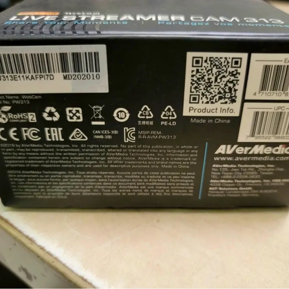 Avermedia, Live Streamer Cam 313, PW313, Full Hd 1080P30 Streaming Webcam